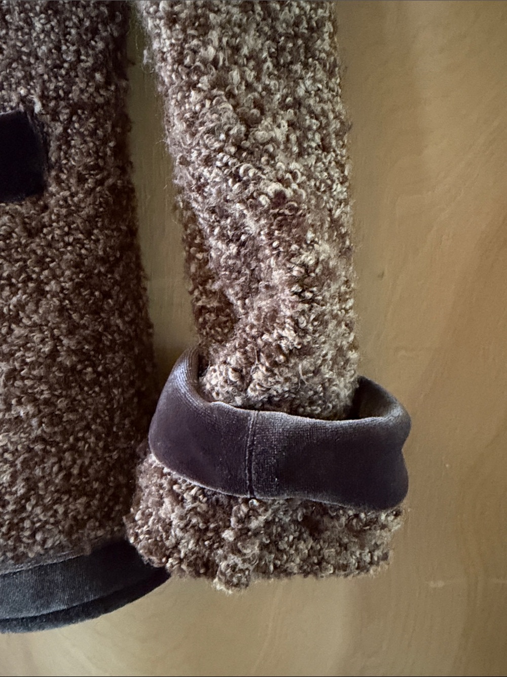 Anthropologie Brown Textured Shawl-Collar Cardigan with Velvet Trim - Picture 3 of 6